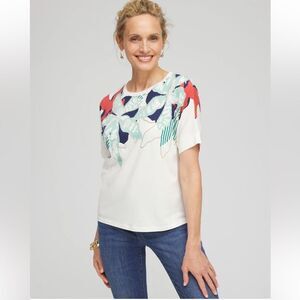 Chicos Touch of Cool™ Floral Artisan Sequin Tee